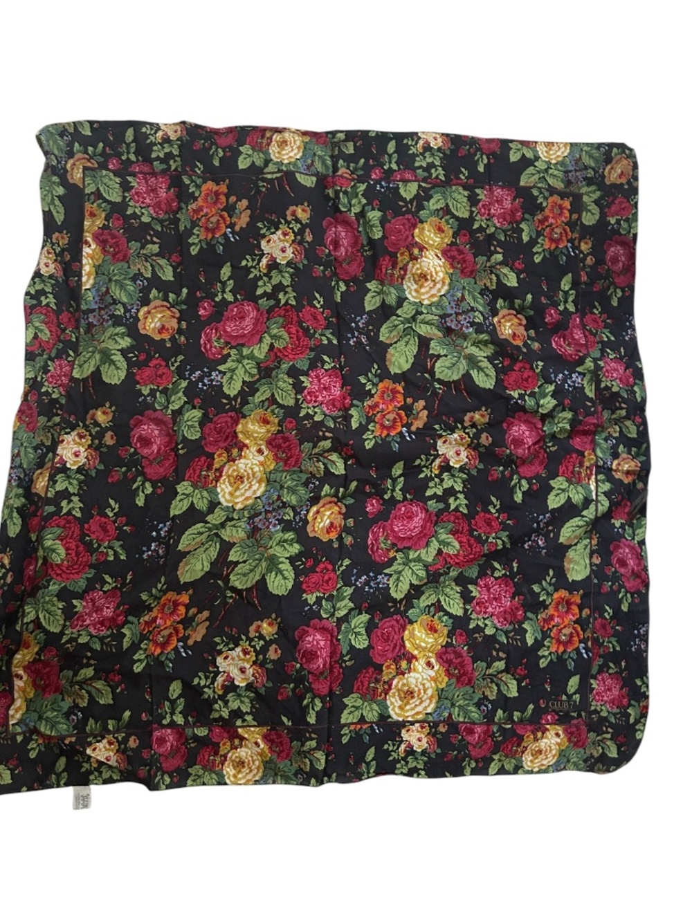 echo vintage silk cotton rich dark based floral print 31" sq scarf handkerchief
